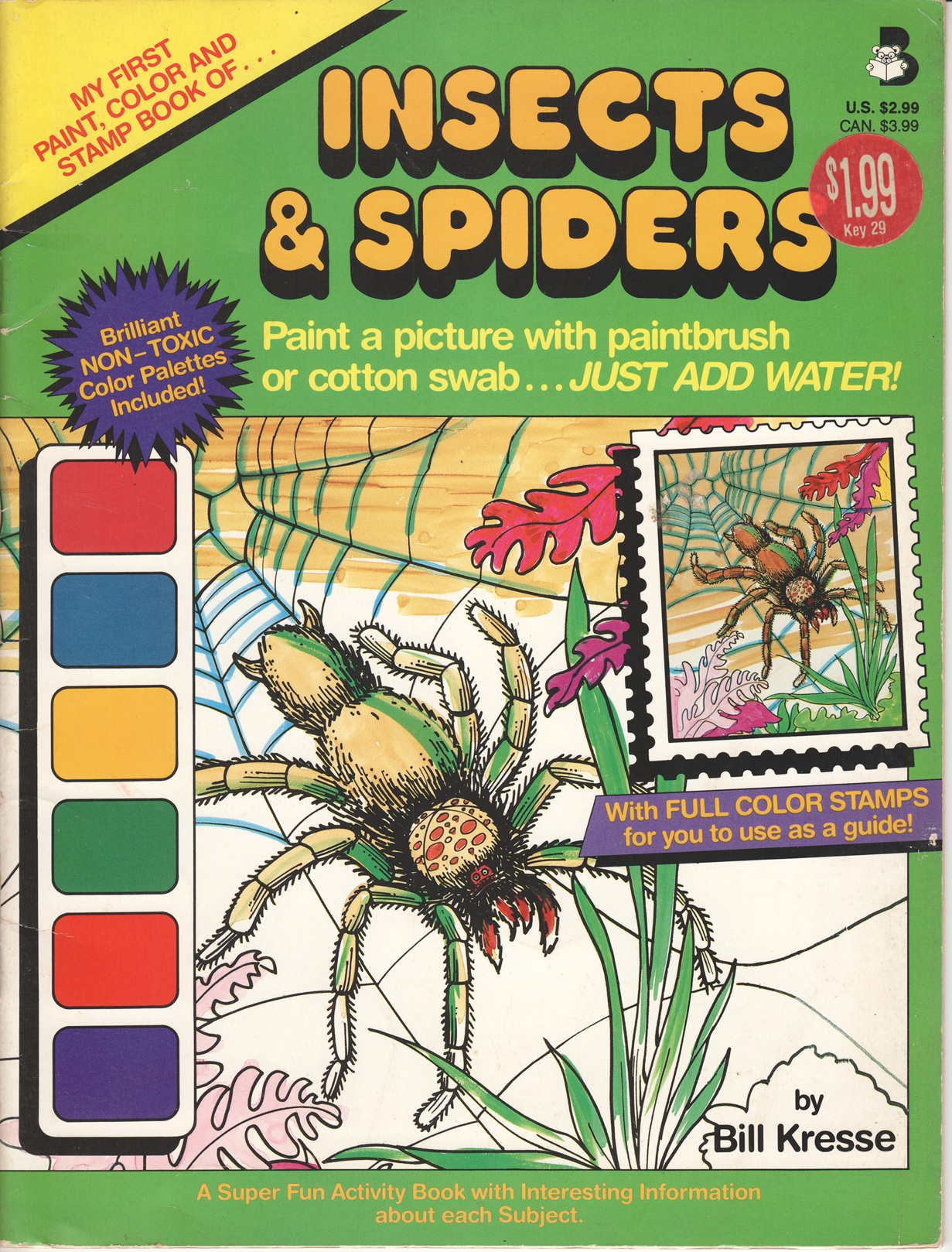 My First Paint, Color and Stamp Book of Insects & Spiders, Paint a picture with paintbrush or cotton swab.JUST ADD WATER
