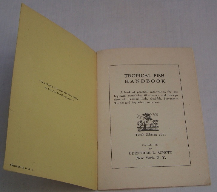 Image for Tropical Fish Handbook, Gold Fish and 31 Popular Tropicals Illustrated and Described
